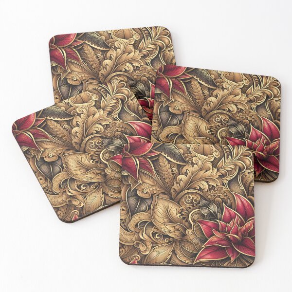 Item preview, Golden Flourish with Crimson Blooms designed and sold by aminz4.