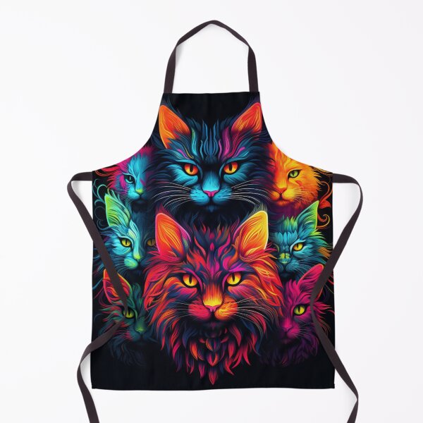 Item preview, Fantasy pattern cats heads neon black orange red blue colorful designed and sold by G-M-Designs.
