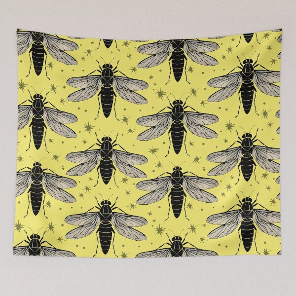 Item preview, Cicada pattern Insect collector entomology yellow designed and sold by AlchemyColor.