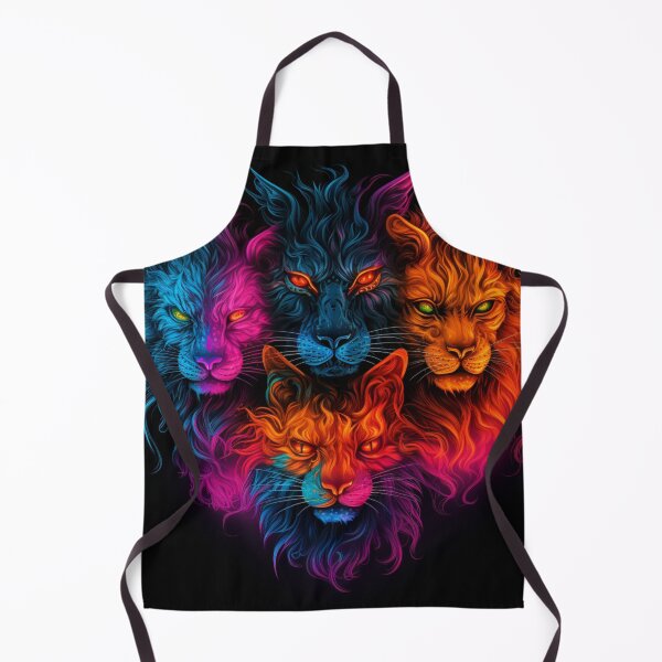 Item preview, Fantasy pattern wild animal heads neon black orange red blue colorful designed and sold by G-M-Designs.
