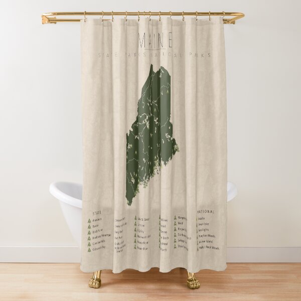 Maine Relief Map (1977) The Pine order Tree State Topographical Atlas Shower Curtains