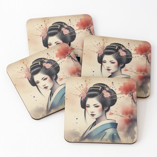 Item preview, Beautiful geisha, kimono , cherry blossom, vintage dreamy sakura, hanami designed and sold by Coolparrotgirl.