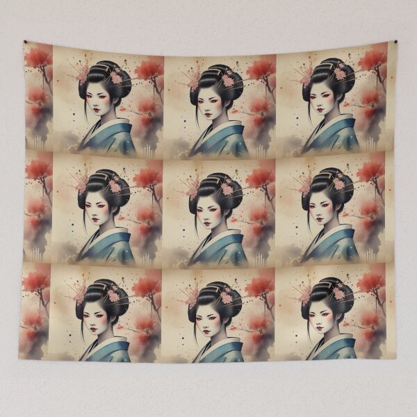Item preview, Beautiful geisha, kimono , cherry blossom, vintage dreamy sakura, hanami designed and sold by Coolparrotgirl.