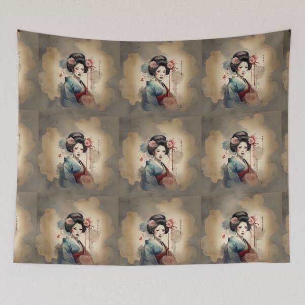 Item preview,  Beautiful geisha, kimono , cherry blossom, sakura, hanami vintage dreamy designed and sold by Coolparrotgirl.