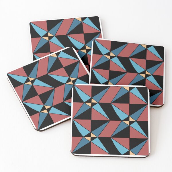 Item preview, Geometric shapes in checkerboard design gold, blue, rust, steel blue designed and sold by naomibroudo.