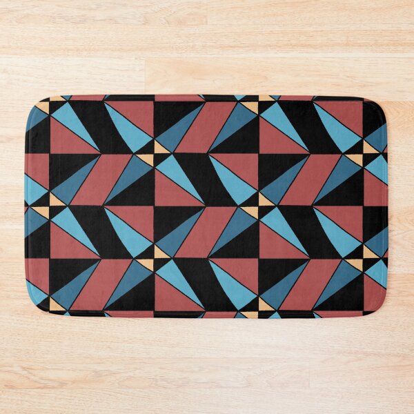 Item preview, Geometric shapes in checkerboard design gold, blue, rust, steel blue designed and sold by naomibroudo.