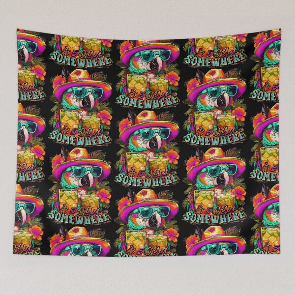 Item preview, It's 5 o'clock somewhere Tropical Parrot Cocktail Sunset designed and sold by MindWave THC.