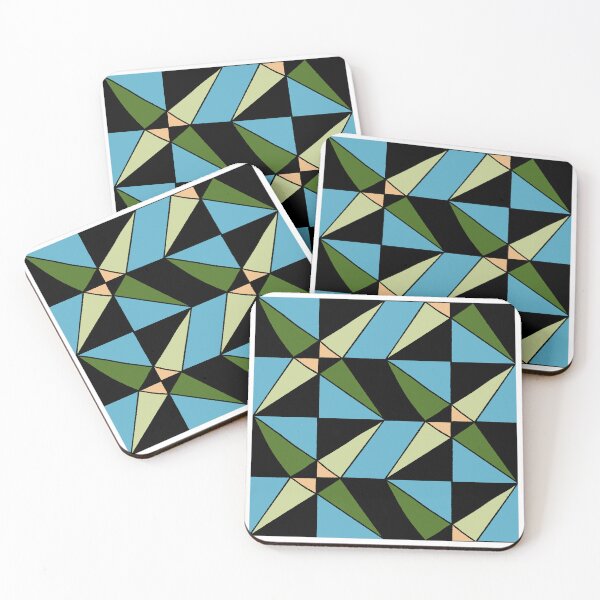 Item preview, Geometric shapes in checkerboard design gold, blue, green, black designed and sold by naomibroudo.