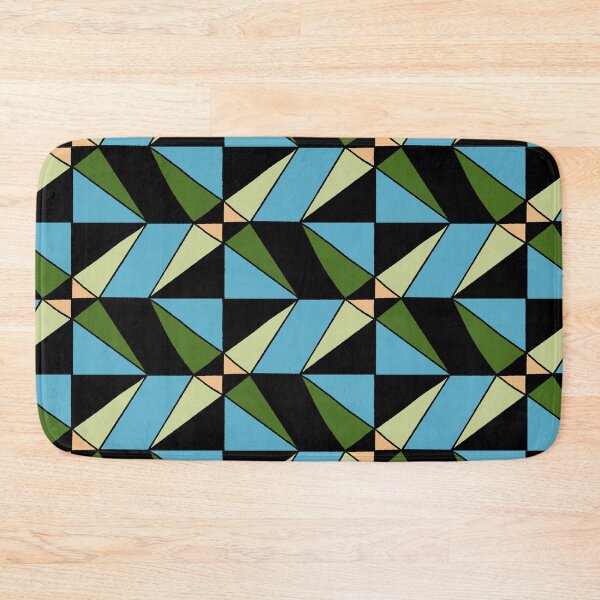 Item preview, Geometric shapes in checkerboard design gold, blue, green, black designed and sold by naomibroudo.