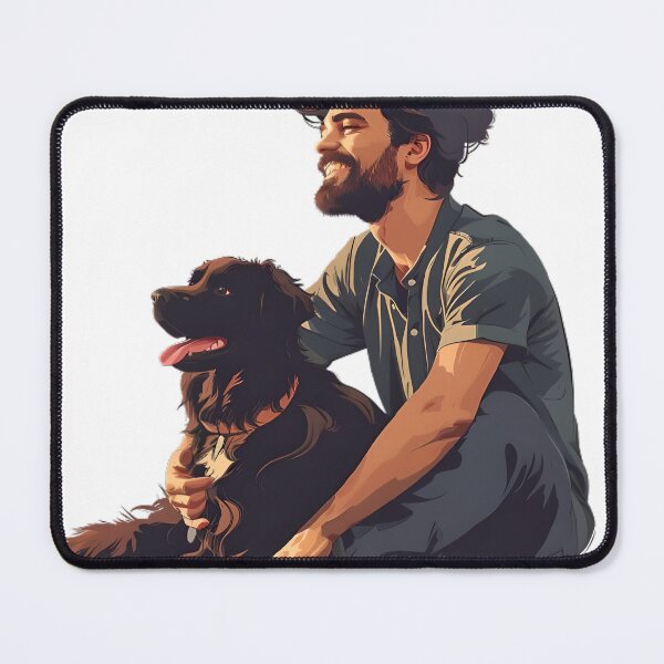 Item preview, man and dog designed and sold by EdicionesJML.