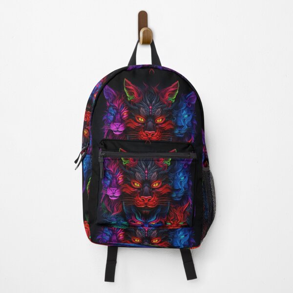 Item preview, Fantasy pattern wild animal heads neon black purple turquoise orange red blue colorful designed and sold by G-M-Designs.