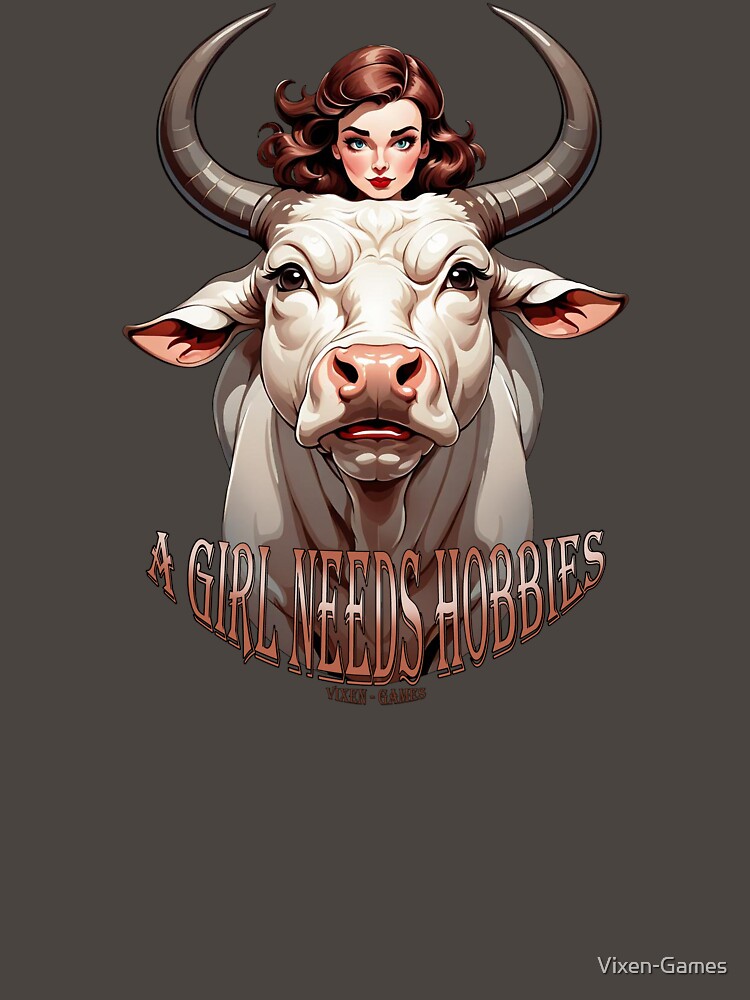 Thumbnail 7 of 7, Classic T-Shirt, A Girl Needs Hobbies Hotwife Bull rider White Bull  designed and sold by Vixen-Games.