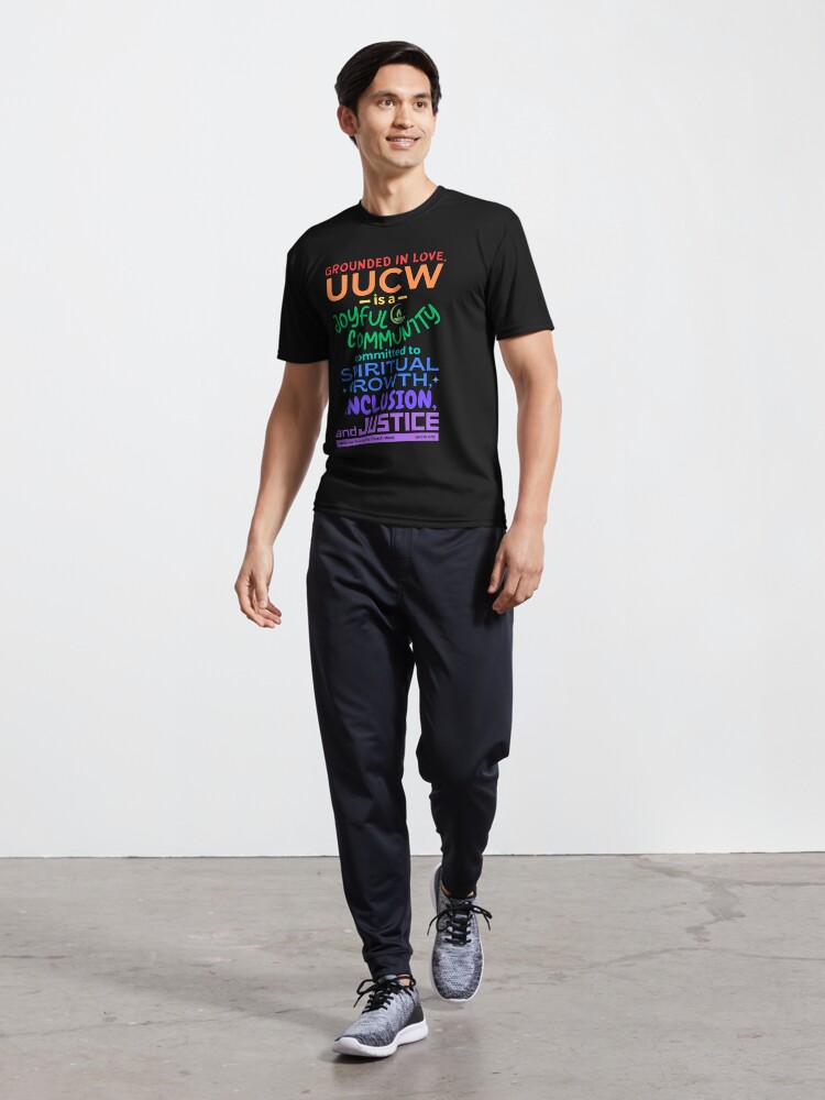 Thumbnail 5 of 7, Active T-Shirt, UUCWs Mission Statement (for darker colors) designed and sold by UUCW.