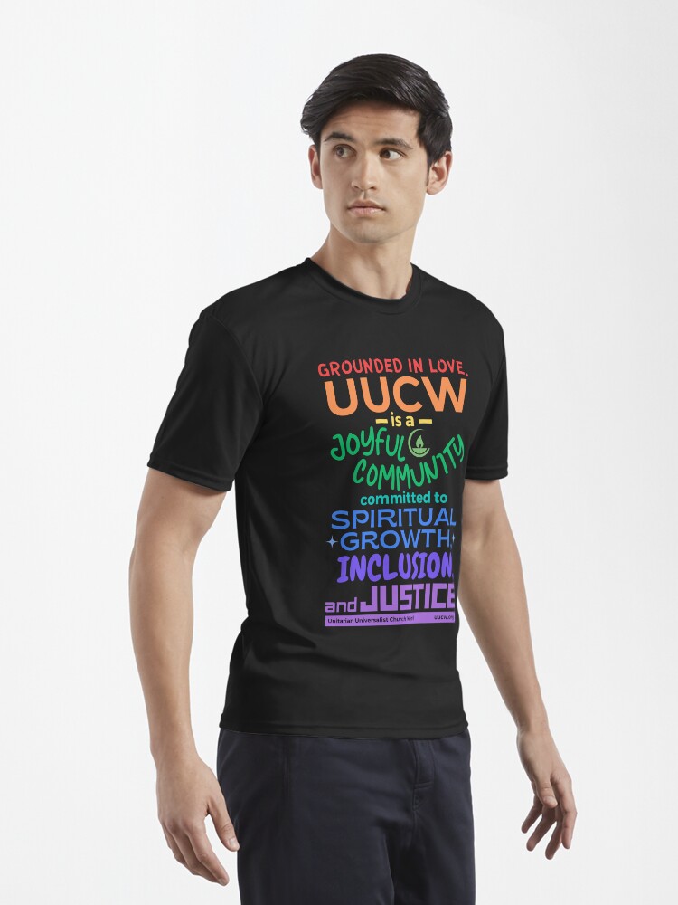 Thumbnail 3 of 7, Active T-Shirt, UUCWs Mission Statement (for darker colors) designed and sold by UUCW.