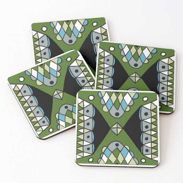Item preview, Geometric wobbly doodle in mint green, blue, forest green, black designed and sold by naomibroudo.