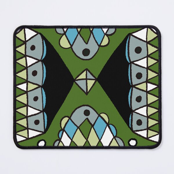 Item preview, Geometric wobbly doodle in mint green, blue, forest green, black designed and sold by naomibroudo.