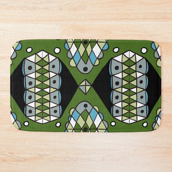 Item preview, Geometric wobbly doodle in mint green, blue, forest green, black designed and sold by naomibroudo.