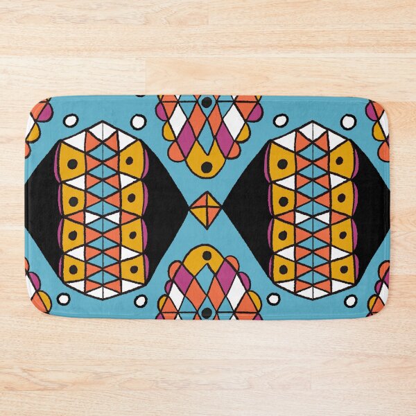 Item preview, Geometric wobbly doodle in orange, blue, gold, black designed and sold by naomibroudo.