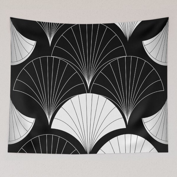 Item preview, Asian Art Deco Black And White Fan Pattern  designed and sold by DEC02.