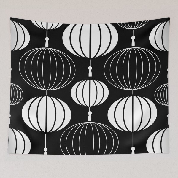 Item preview, Asian Art Deco Black And White Lantern Pattern designed and sold by DEC02.