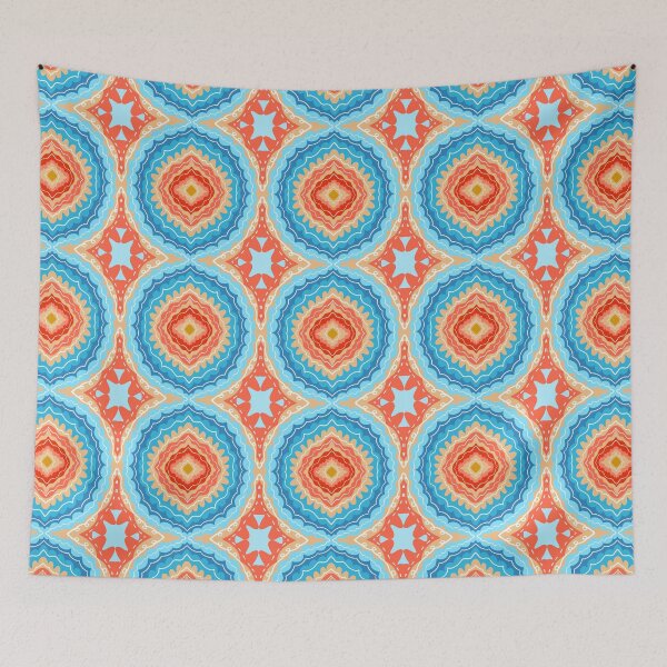 Item preview, Summer beach day Diamond motif - blue, orange, red, sand designed and sold by naomibroudo.