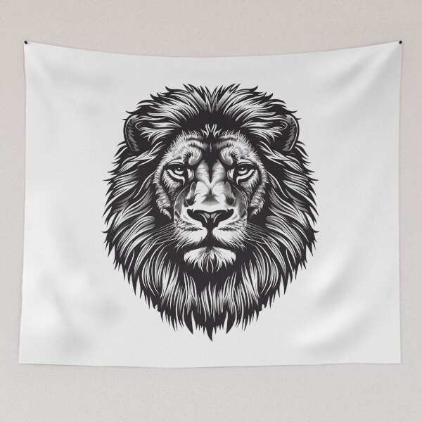 Item preview, Majestic Lion Portrait in Monochrome With Artistic Strokes and Splatter Effects designed and sold by Reichcorp.