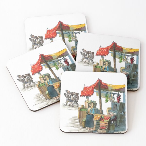Item preview, Medieval market morning watercolor designed and sold by LittleTwichArt.