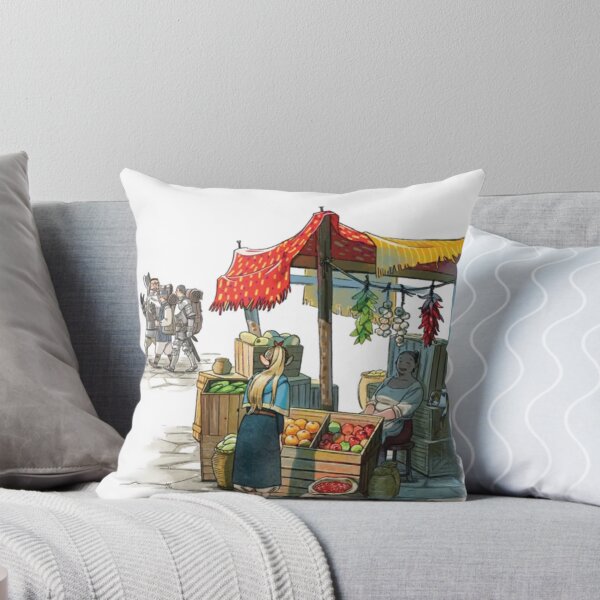 Item preview, Medieval market morning watercolor designed and sold by LittleTwichArt.