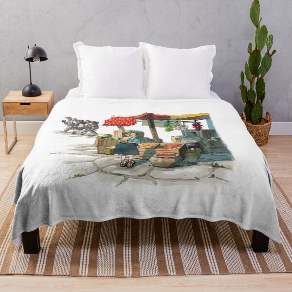 Item preview, Medieval market morning watercolor designed and sold by LittleTwichArt.
