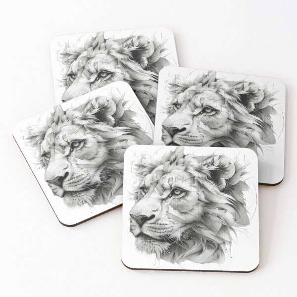 Item preview, Majestic Lion Portrait in Monochrome With Artistic Strokes and Splatter Effects designed and sold by Reichcorp.