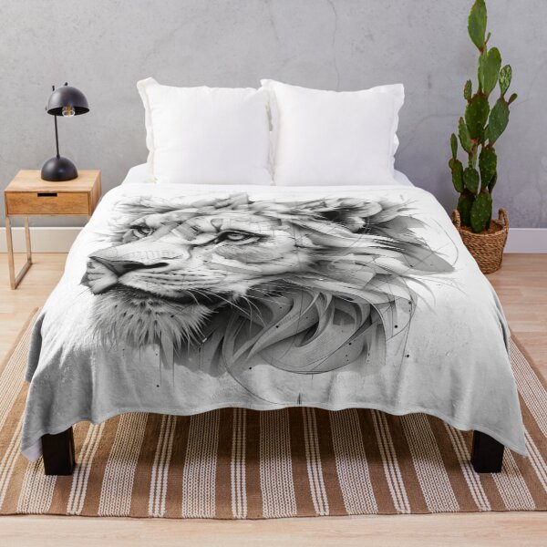 Item preview, Majestic Lion Portrait in Monochrome With Artistic Strokes and Splatter Effects designed and sold by Reichcorp.