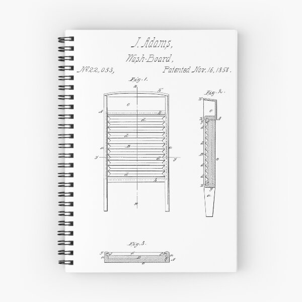 Artikelvorschau, Waschbrett 1858 Vintage Patent Kunst auf weißem Hintergrund entworfen und verkauft von Peek-Designs.
