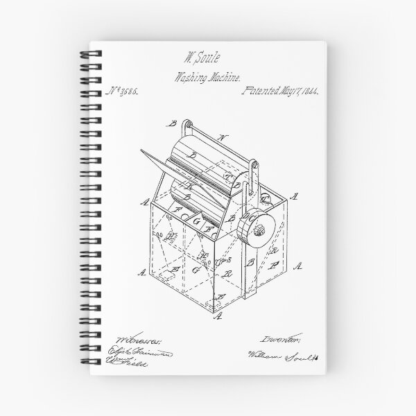 Artikelvorschau, Waschmaschine 1844 Vintage Patent auf weißem Hintergrund entworfen und verkauft von Peek-Designs.