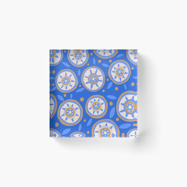 Aperçu de l'œuvre Motif suzani d'Ouzbékistan, aigue-marine, or, bleu cobalt créée et vendue par naomibroudo.