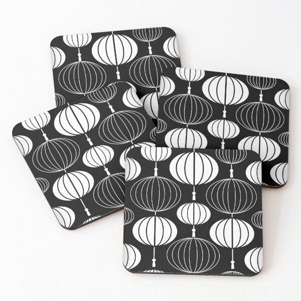 Item preview, Asian Art Deco Black And White Lantern Pattern designed and sold by DEC02.