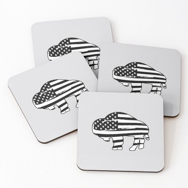 Item preview, Buffalo Tattered American Flag B/W Silhouette designed and sold by bamatt30.