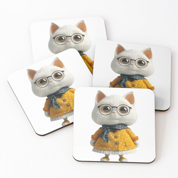 Item preview, Big Eyes Cute Cat Wearing Glasses And Scarf designed and sold by DiventCreations.
