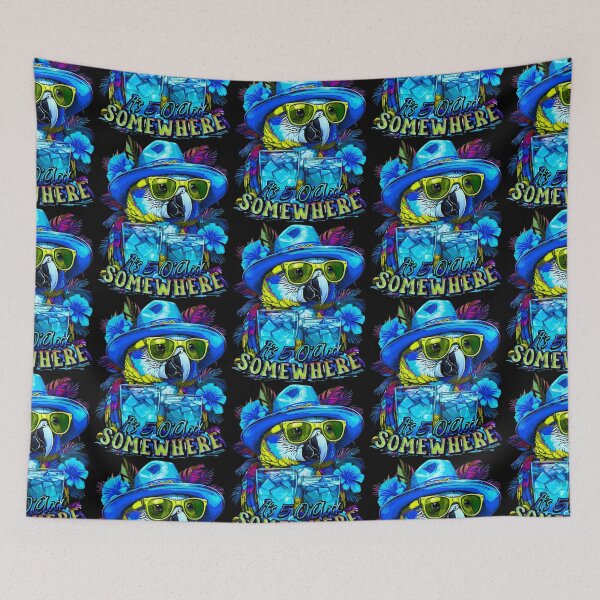 Item preview, It's 5 o'clock somewhere Tropical Parrot Cocktail Sunset designed and sold by MindWave THC.