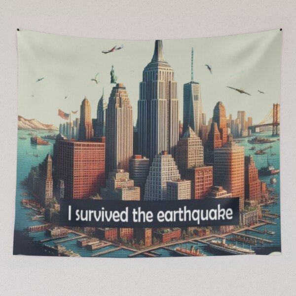 Item preview, April 5, 2024 earthquake in New York Manhattan "I survived the earthquake" designed and sold by JaroDesign2023.
