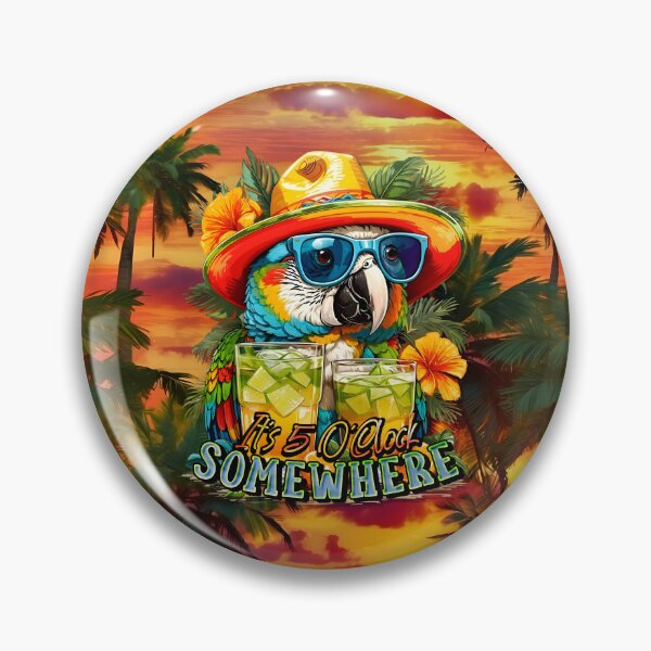 Item preview, It's 5 o'clock somewhere Tropical Parrot Cocktail Sunset Beach designed and sold by MindWave THC.