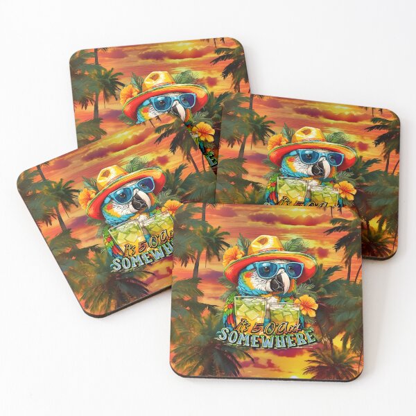 Item preview, It's 5 o'clock somewhere Tropical Parrot Cocktail Sunset Beach designed and sold by MindWave THC.