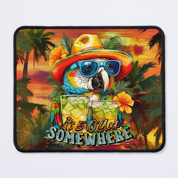Item preview, It's 5 o'clock somewhere Tropical Parrot Cocktail Sunset Beach designed and sold by MindWave THC.