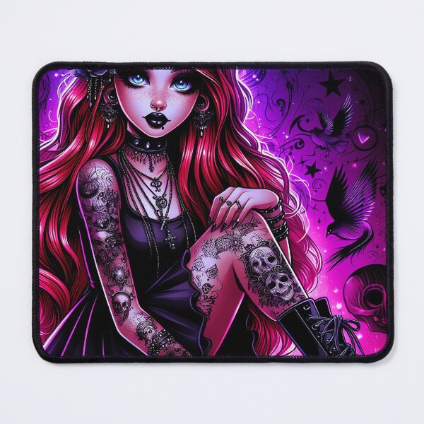 Item preview, red hair gothic chic designed and sold by WildflowersAI.
