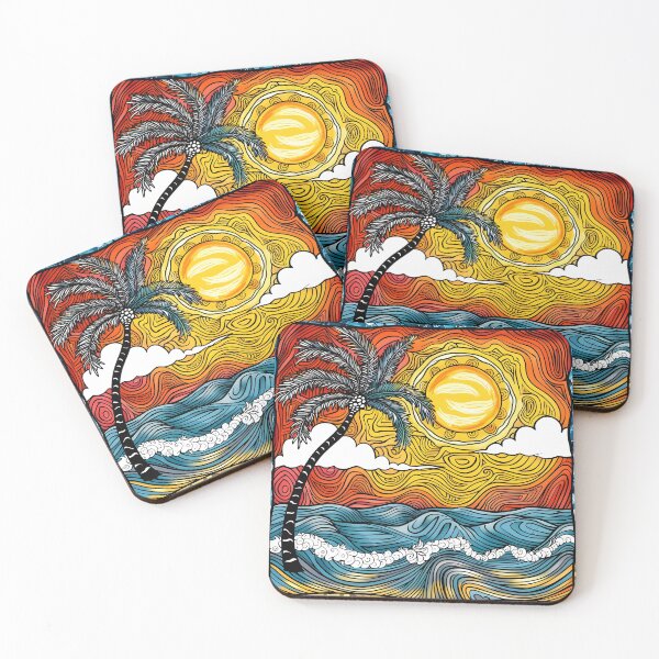 Item preview, Colorful Doodle Art tropical beach print designed and sold by dcrc.