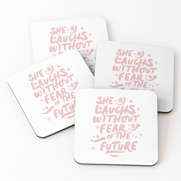 Item preview, She Laughs Without Fear of the Future - Proverbs 31:25 - Rose Neutral Inspirational Typography Art designed and sold by HahaHandlesHub.
