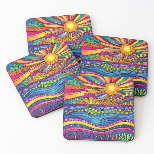 Item preview, colorful doodle art tropical beach print designed and sold by dcrc.