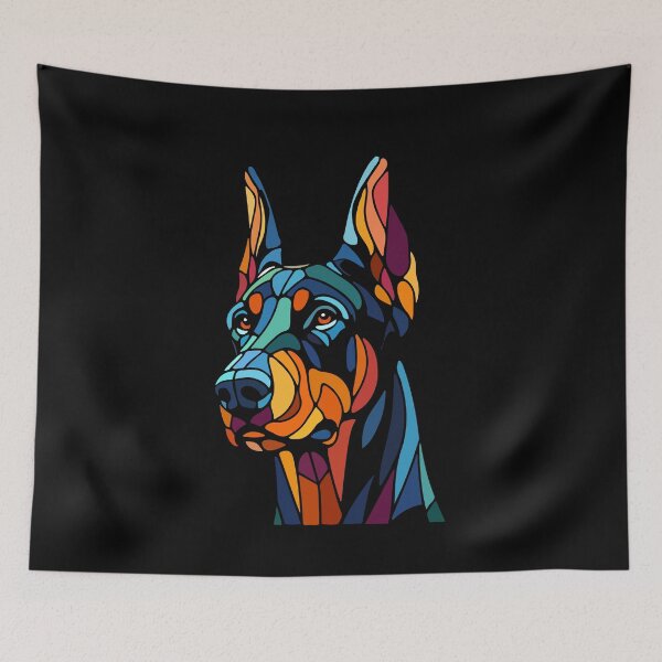 Item preview, Doberman dog geometric art, pop art, polygonal illustration designed and sold by CutOriginalArt.
