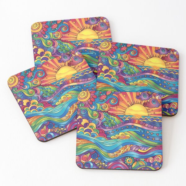 Item preview, colorful doodle art tropical beach print designed and sold by dcrc.