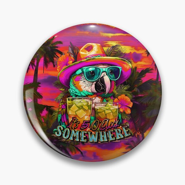 Item preview, It's 5 o'clock somewhere Tropical Parrot Cocktail Sunset Beach designed and sold by MindWave THC.