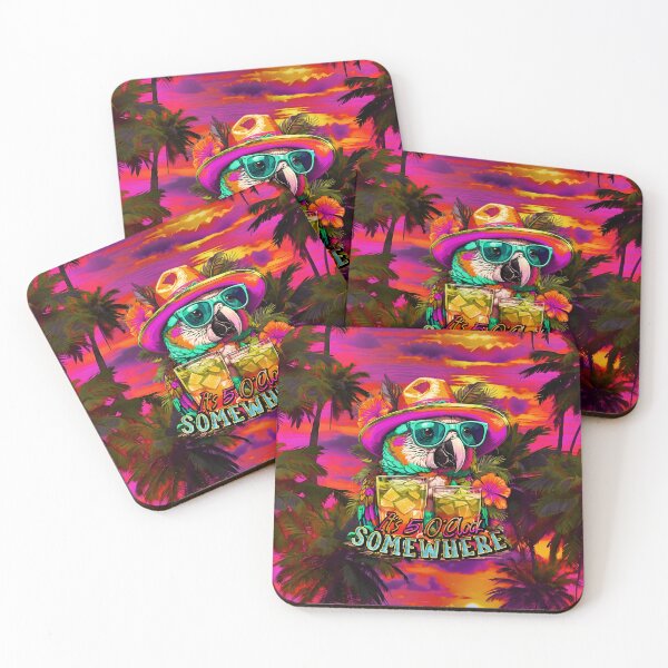 Item preview, It's 5 o'clock somewhere Tropical Parrot Cocktail Sunset Beach designed and sold by MindWave THC.